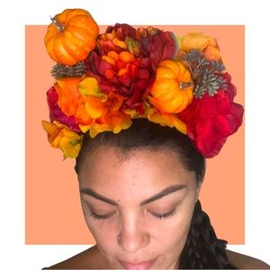 Fall Vibes🍂🍁🍂 lil pumpkin flower crown head dress